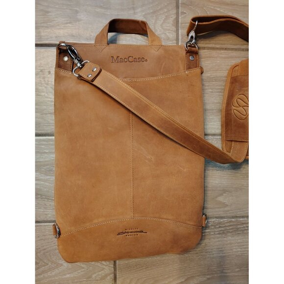 Michael Santoro Design Premium Brown Leather Vertical Briefcase MacCase Strap - Picture 7 of 12